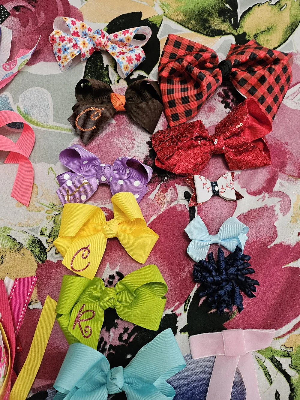 Colorful Girls Ribbon Hair Bows Set — Multicolor Assortment